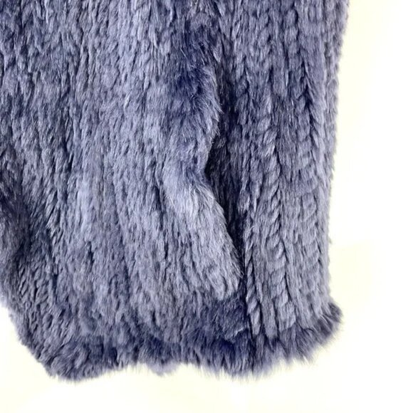 June Navy Rabbit Fur Snap-Front Vest - Picture 4 of 7